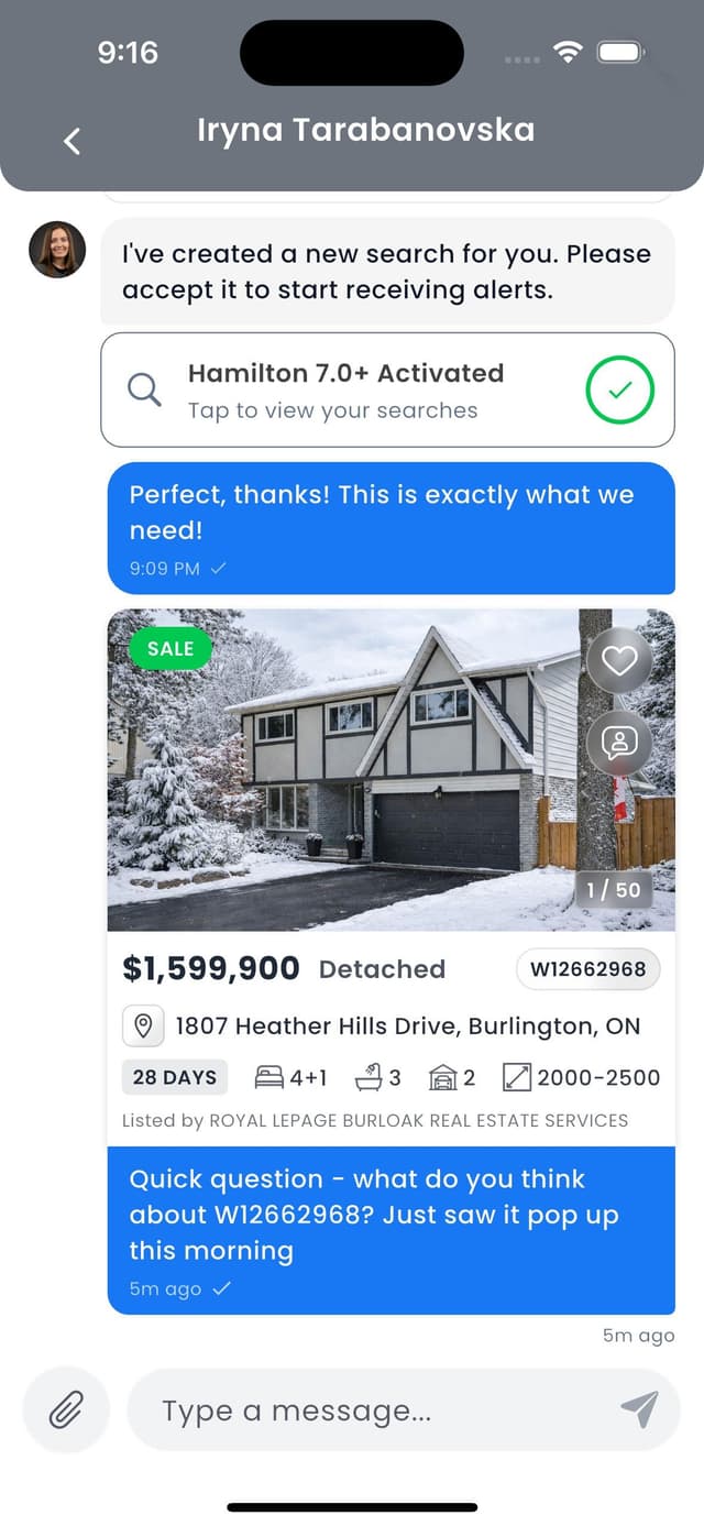 RealHunt chat with MLS number resolution